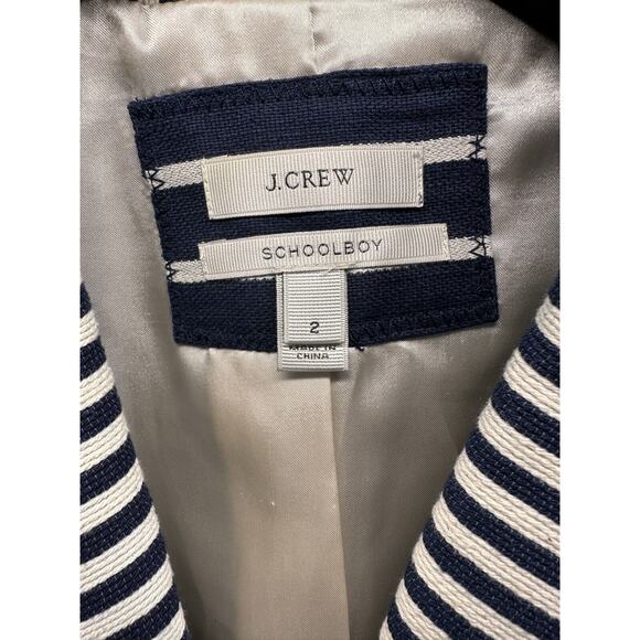 J Crew Womens Blazer Jacket Navy and Cream Stripe Gold Buttons Pockets Size 2 - Picture 4 of 15